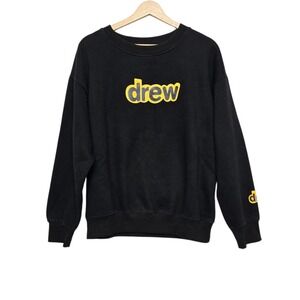 Drew House Secret Crewneck Sweatshirt Black Yellow Logo Mens Medium RN146181